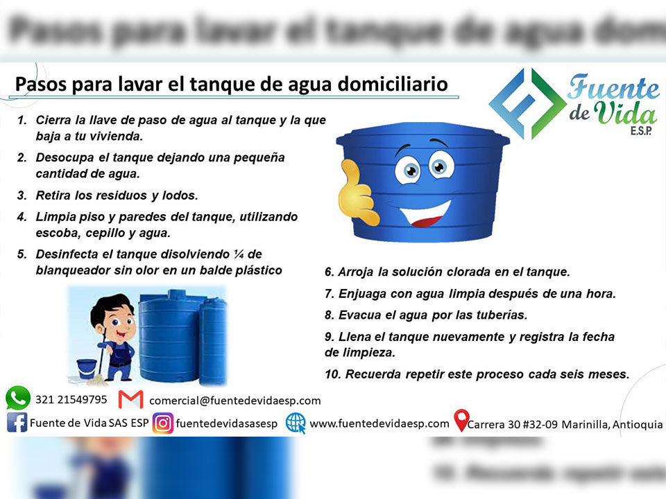 Pasos para lavar el tanque de agua domiciliario 